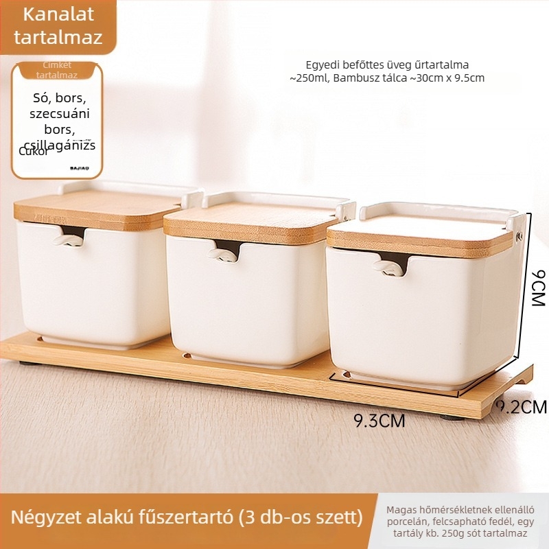 Kerámia fűszertartó készlet flip-top fedőkkel a konyhához