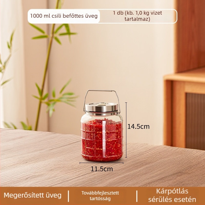 Paprikák savanyítására szolgáló zárható üveg, élelmiszer-minőségű savanyúságos üveg, nagy kapacitású 4.1–5 L