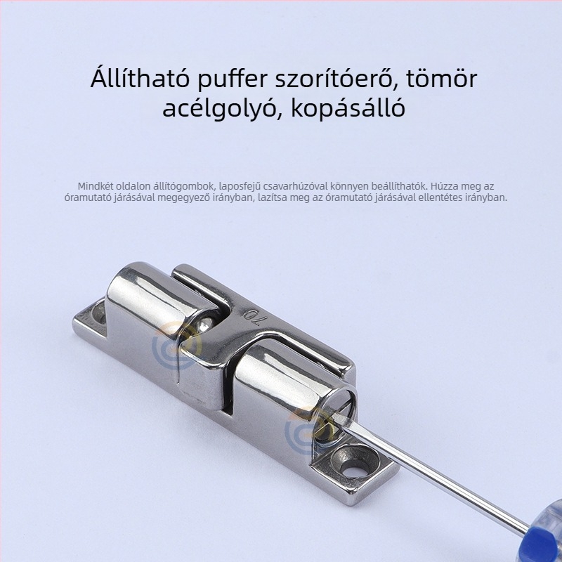 Rozsdamentes acél ajtó-golyózár, modell C-1090-1, falra szerelhető, dupla ajtóhoz