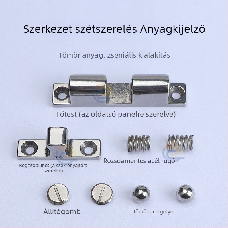 Rozsdamentes acél ajtó-golyózár, modell C-1090-1, falra szerelhető, dupla ajtóhoz