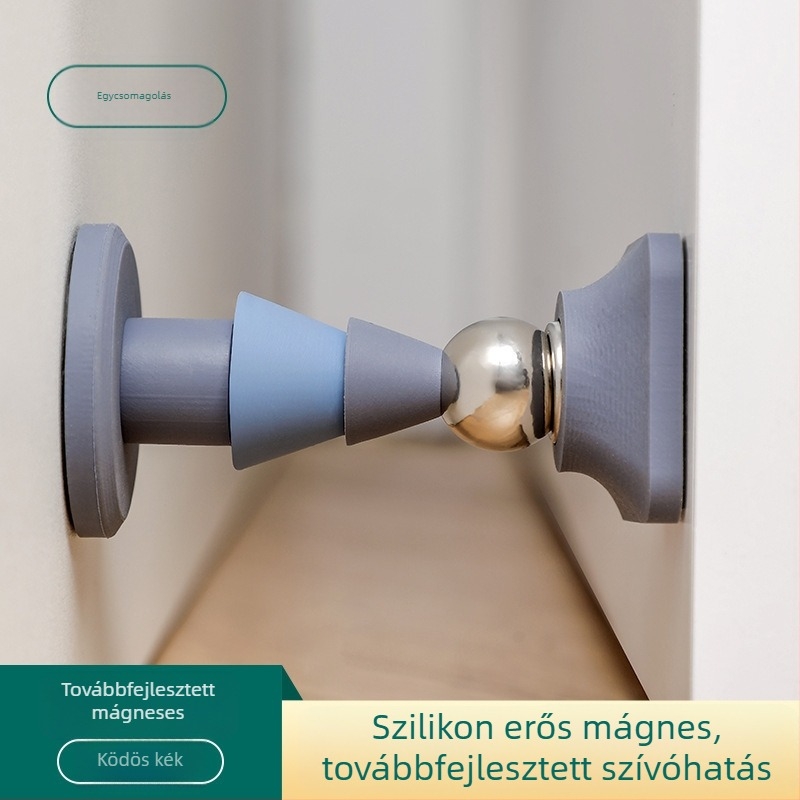Fúrás nélküli padlóra szerelhető ajtószívó stopper, szilikonból és fém, fürdőszobai ajtóhoz, többfunkciós