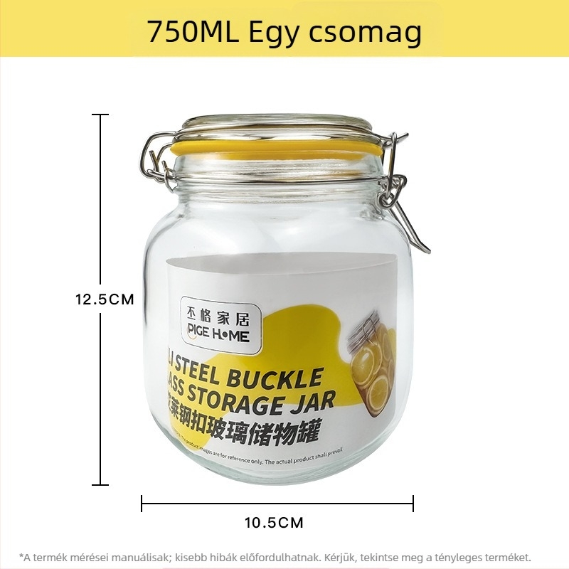 Zárt üveg élelmiszer-tároló edény, négyszögletes, 1–2 L