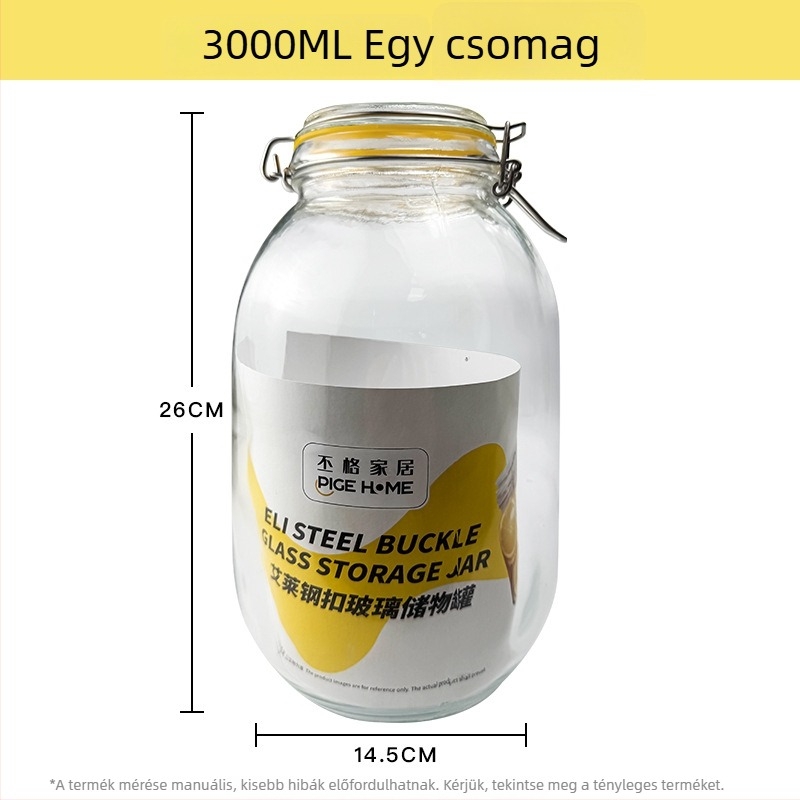 Zárt üveg élelmiszer-tároló edény, négyszögletes, 1–2 L