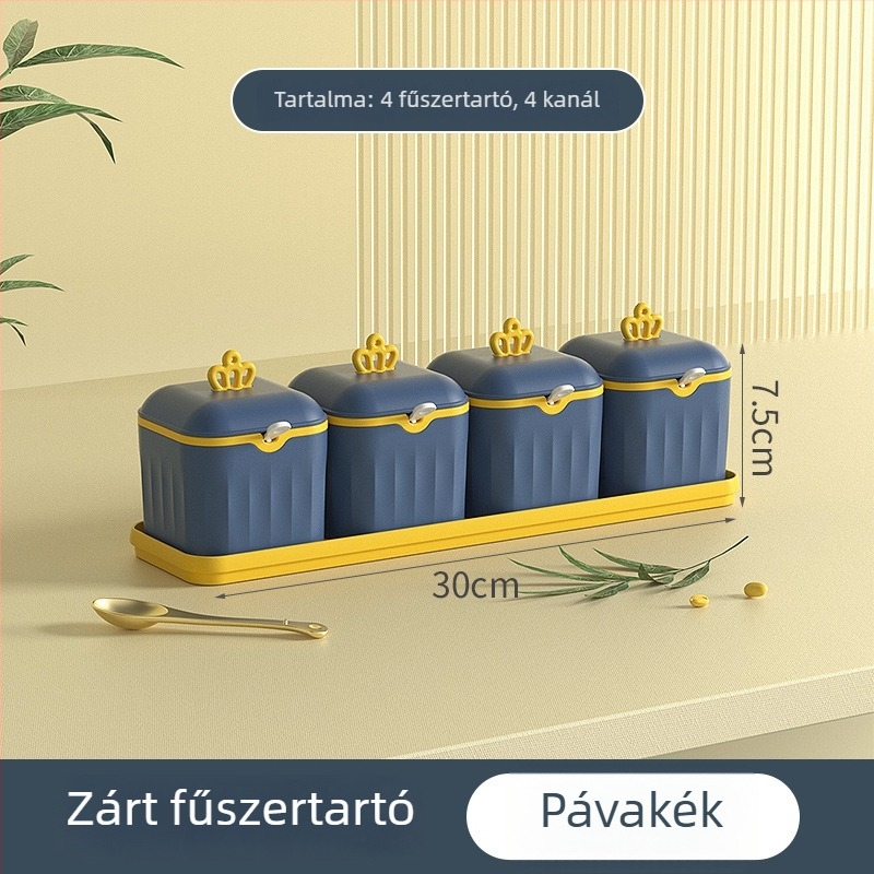Nagasawa konyhai fűszertartó készlet: üvegek és poharak sóhoz, MSG-hez és csirkehús-kivonathoz, zárható fűszertartó állvány