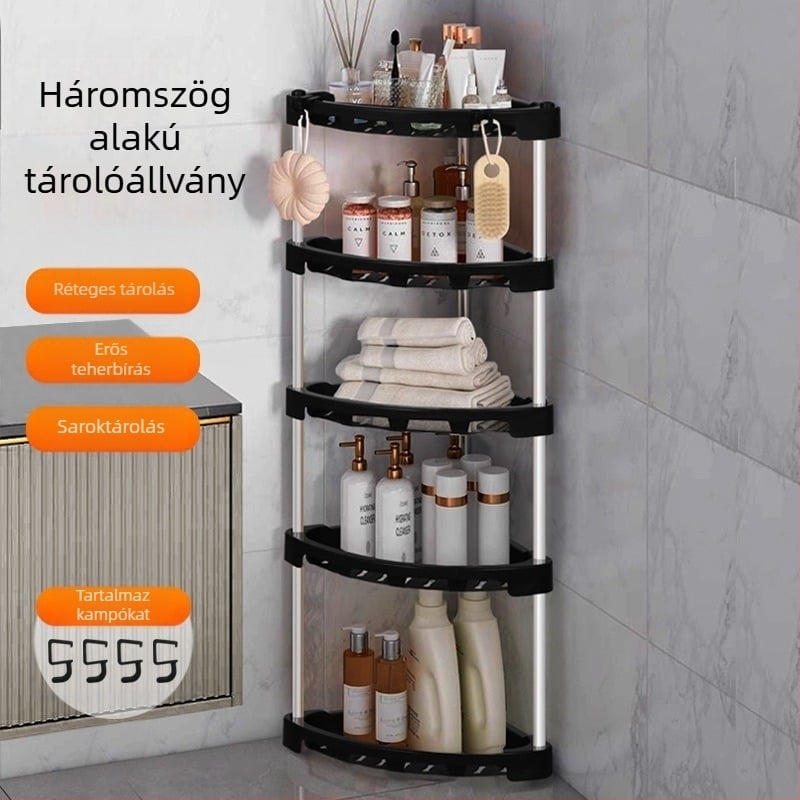 Öt szintes sarok tároló polc fürdőszobába és konyhába, szabadon álló