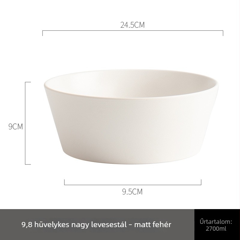 Kerámia ventilátor alakú nagy leveses tál, magas minőség érzetű, mély, nagy kapacitású, ideális szállodai és otthoni használatra
