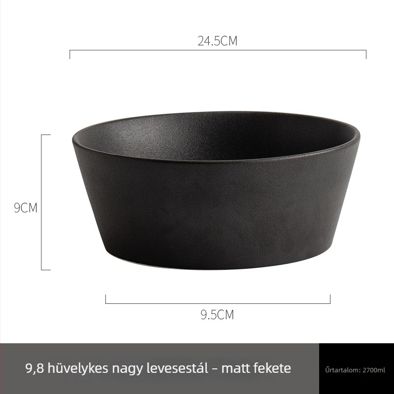 Kerámia ventilátor alakú nagy leveses tál, magas minőség érzetű, mély, nagy kapacitású, ideális szállodai és otthoni használatra