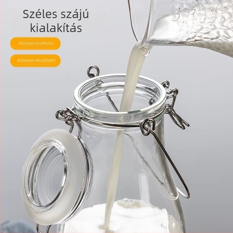 Élelmiszer-minőségű üveg, zárható, széles nyakú üveg ginzen bor infúzióhoz és házi gyümölcsborhoz