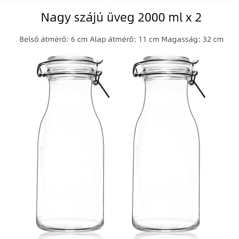 Élelmiszer-minőségű üveg, zárható, széles nyakú üveg ginzen bor infúzióhoz és házi gyümölcsborhoz