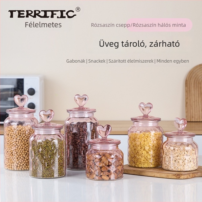 Zárható üveg tárolóedény – színes kivitelben teához, cukorhoz, édességekhez és nassolnivalókhoz.