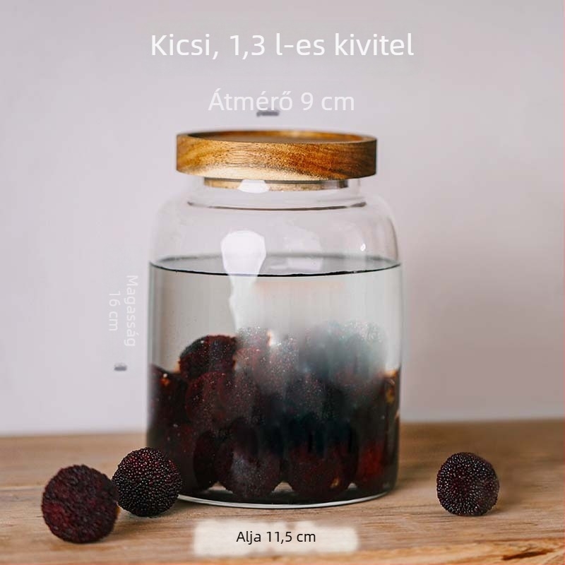 Élelmiszer-minőségű, nagy kapacitású üveg zárható edény borinfúzióhoz, fedéllel, 1–2 L