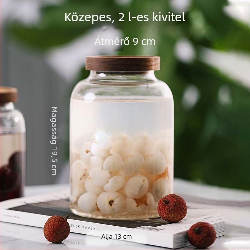 Élelmiszer-minőségű, nagy kapacitású üveg zárható edény borinfúzióhoz, fedéllel, 1–2 L