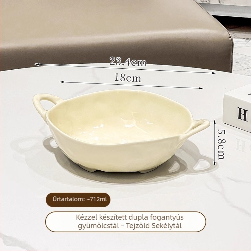 Kétfülű kerámia gyümölcstál nappalira, elegáns gyümölcskosár, harapnivaló tál