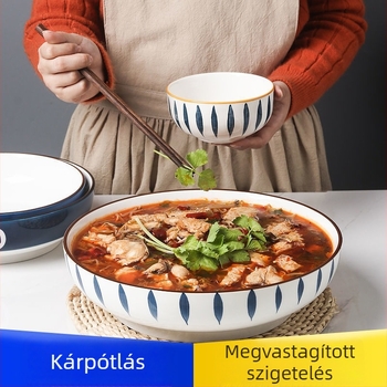 Savanyú káposztával készített hal kerámiában, 10 hüvelykes tálban, nagy leveses tál, japán stílus