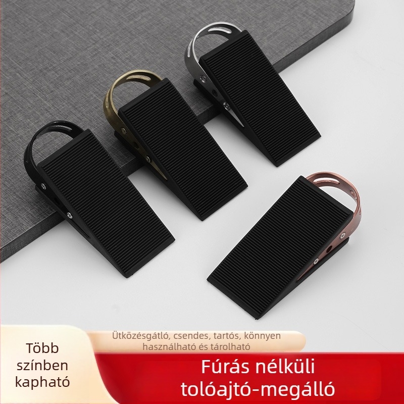 Padlóra szerelt rozsdamentes acél ajtóstop, ütközésvédelmi funkcióval, fúrás nélküli telepítés