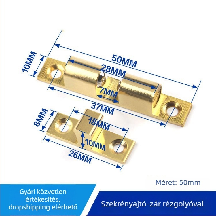 Sárgaréz szekrényajtó zár gyöngy-stílusú záróelemmel és rugós mechanizmussal