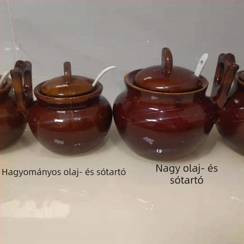 Retro kerámia olaj- és sótartó, fűszertartó doboz konyha és étterem számára, nedvességálló és szivárgásmentes