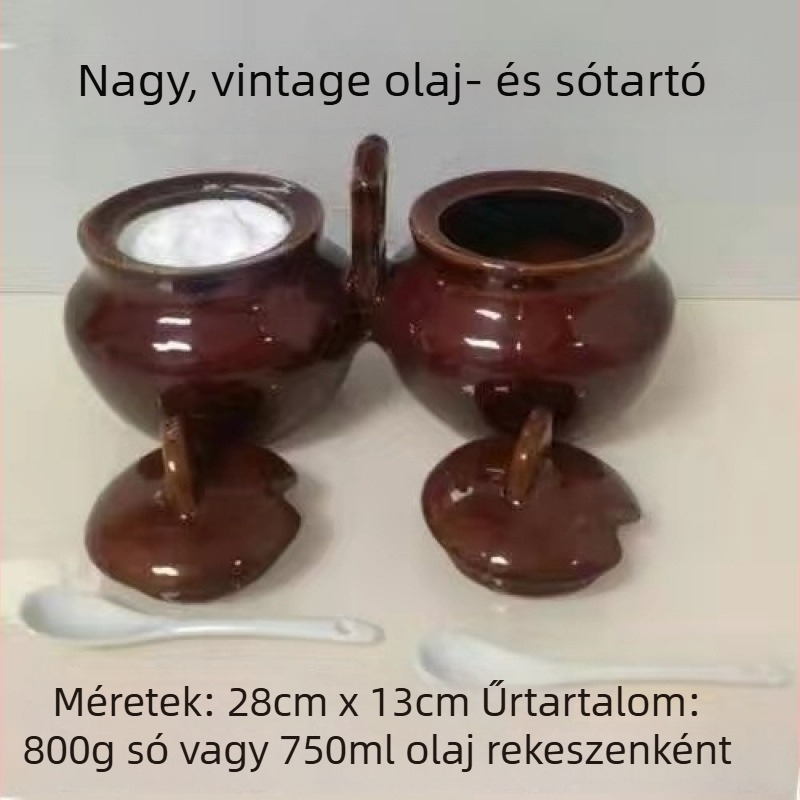 Retro kerámia olaj- és sótartó, fűszertartó doboz konyha és étterem számára, nedvességálló és szivárgásmentes