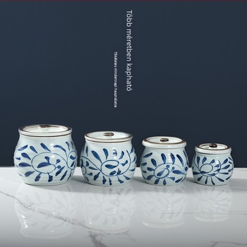 Kézzel festett kerámia fűszertartó készlet, underglaze mintával, japán stílusú konyhához, sótartó és fűszertartó edények éttermi és otthoni használatra