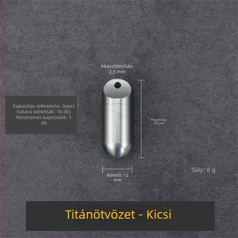 Titánötvözetből készült hordozható, zárt és vízálló tablettás üveg kulcstartóval, kompakt kültéri kapszulás tartó