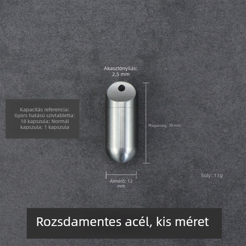 Titánötvözetből készült hordozható, zárt és vízálló tablettás üveg kulcstartóval, kompakt kültéri kapszulás tartó