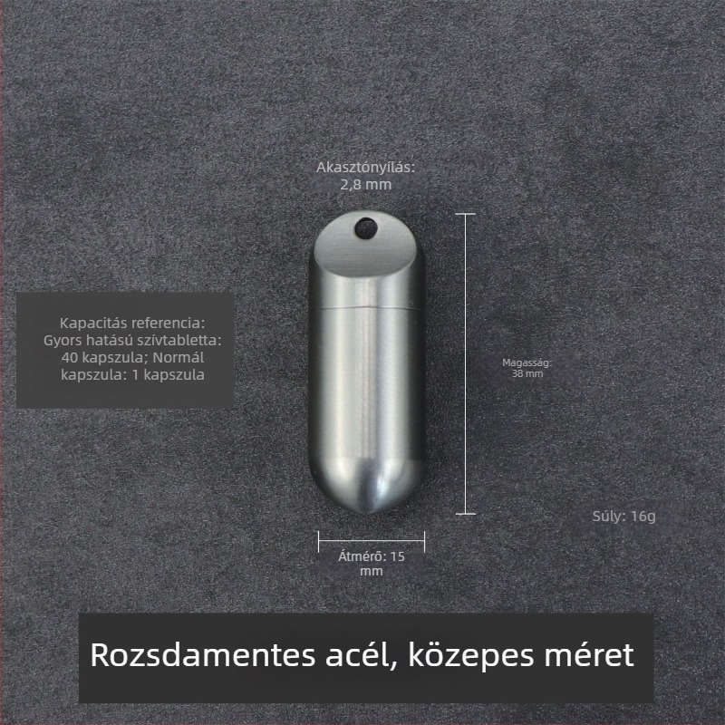 Titánötvözetből készült hordozható, zárt és vízálló tablettás üveg kulcstartóval, kompakt kültéri kapszulás tartó