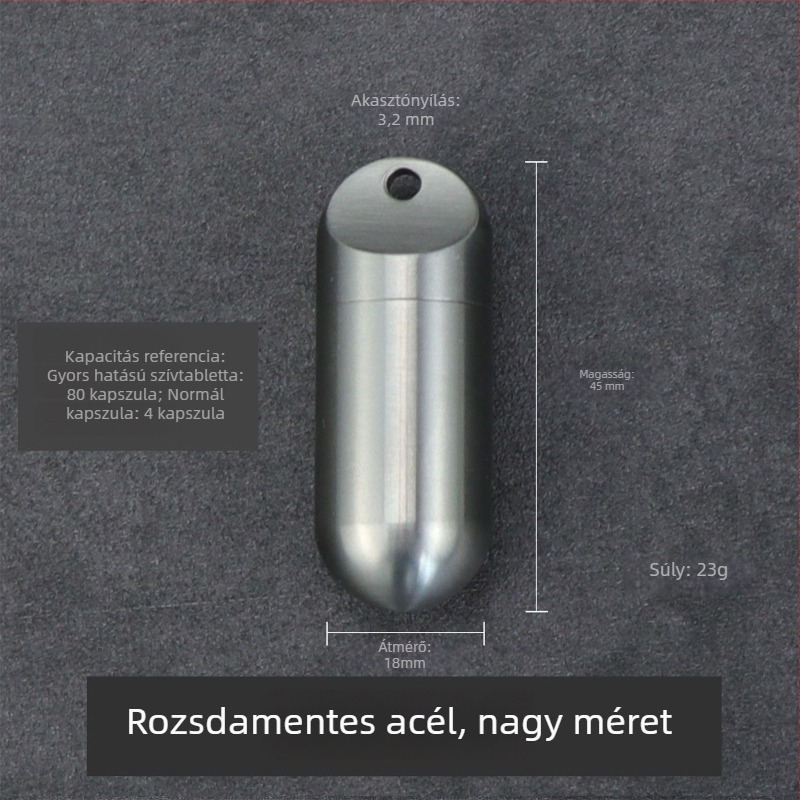 Titánötvözetből készült hordozható, zárt és vízálló tablettás üveg kulcstartóval, kompakt kültéri kapszulás tartó