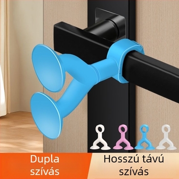 Szilikon ajtóstopper kettős vákuumos tappancsokkal – fúrás nélkül, falra szerelhető, gumibuffer fürdőszobához és helyiségekhez