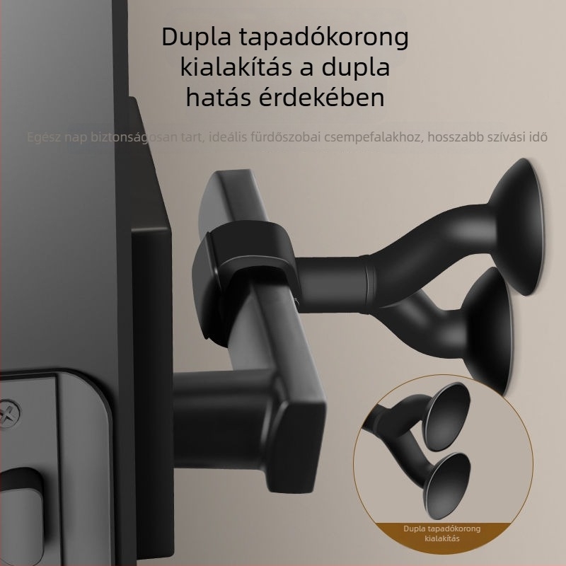 Szilikon ajtóstopper kettős vákuumos tappancsokkal – fúrás nélkül, falra szerelhető, gumibuffer fürdőszobához és helyiségekhez