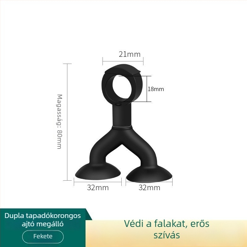 Szilikon ajtóstopper kettős vákuumos tappancsokkal – fúrás nélkül, falra szerelhető, gumibuffer fürdőszobához és helyiségekhez