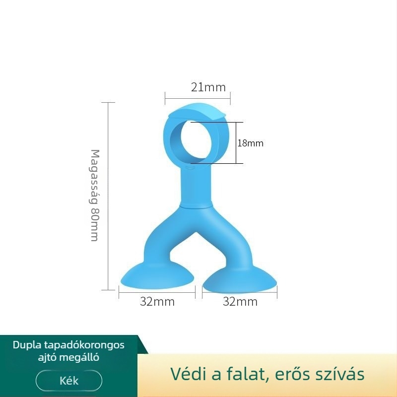Szilikon ajtóstopper kettős vákuumos tappancsokkal – fúrás nélkül, falra szerelhető, gumibuffer fürdőszobához és helyiségekhez