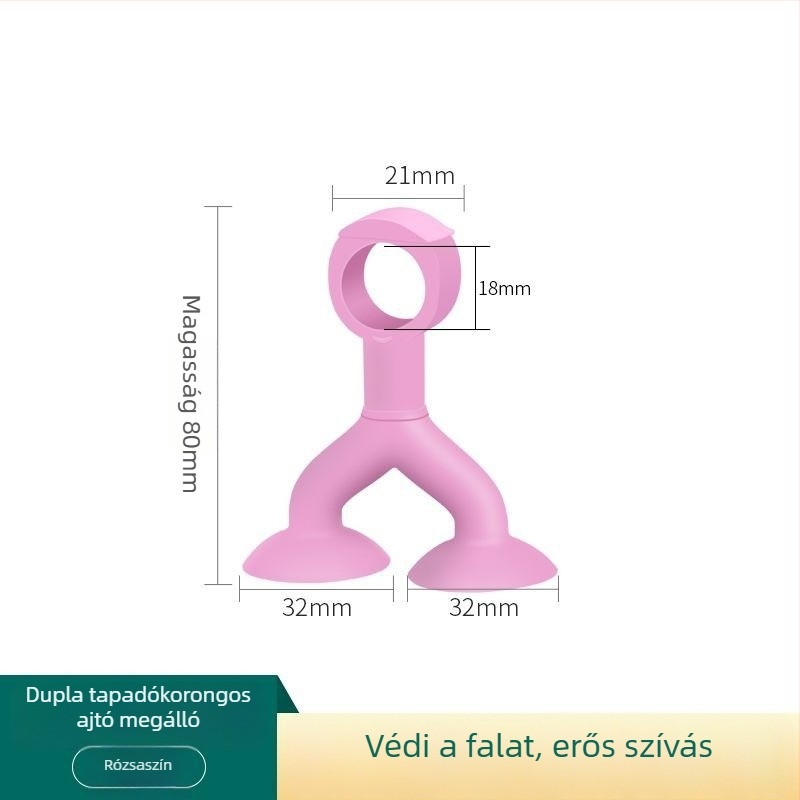 Szilikon ajtóstopper kettős vákuumos tappancsokkal – fúrás nélkül, falra szerelhető, gumibuffer fürdőszobához és helyiségekhez