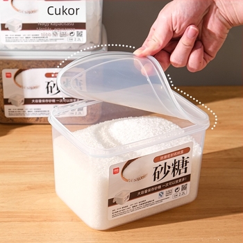 Japán stílusú sűrített cukortároló - nedvességálló, zárható tartó fehér és barna cukorhoz, 300 ml, téglalap alakú műanyag doboz
