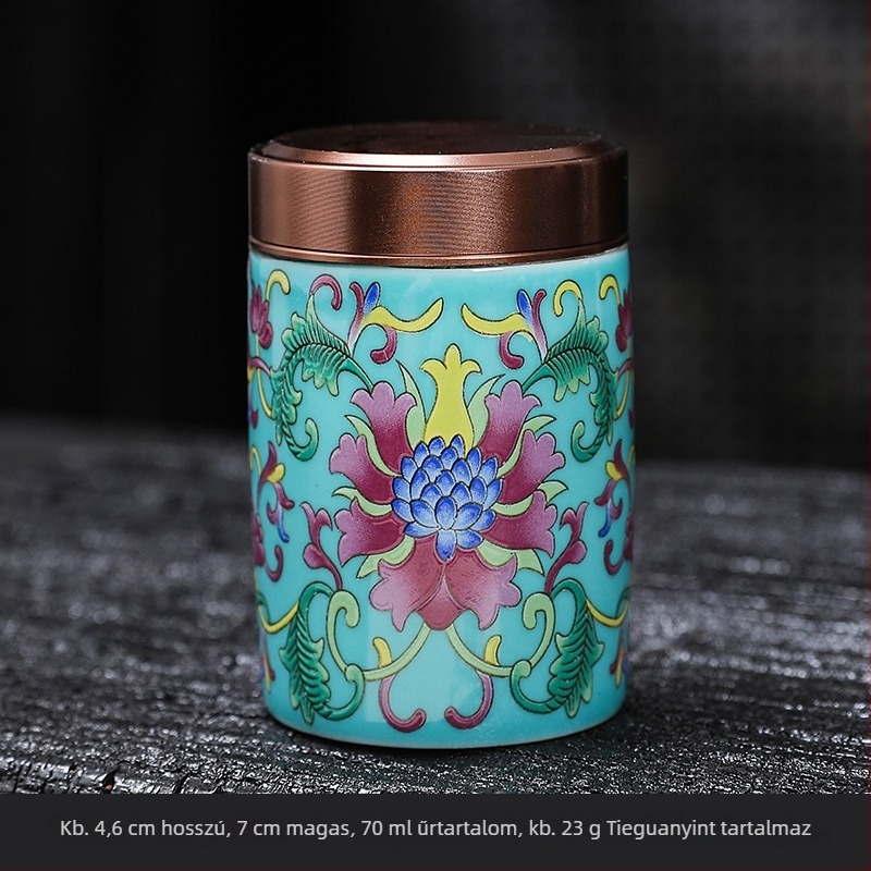 Emalizált kerámiából készült teás doboz, kis méretű, hordozható utazáshoz, fémdobozos zárható tároló, porcelán teás doboz, kínai stílus