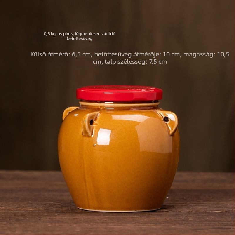Zárható kerámia tárolóedény méz, zsiradék, savanyúság, tea és gabonafélék számára, 501-800 ml