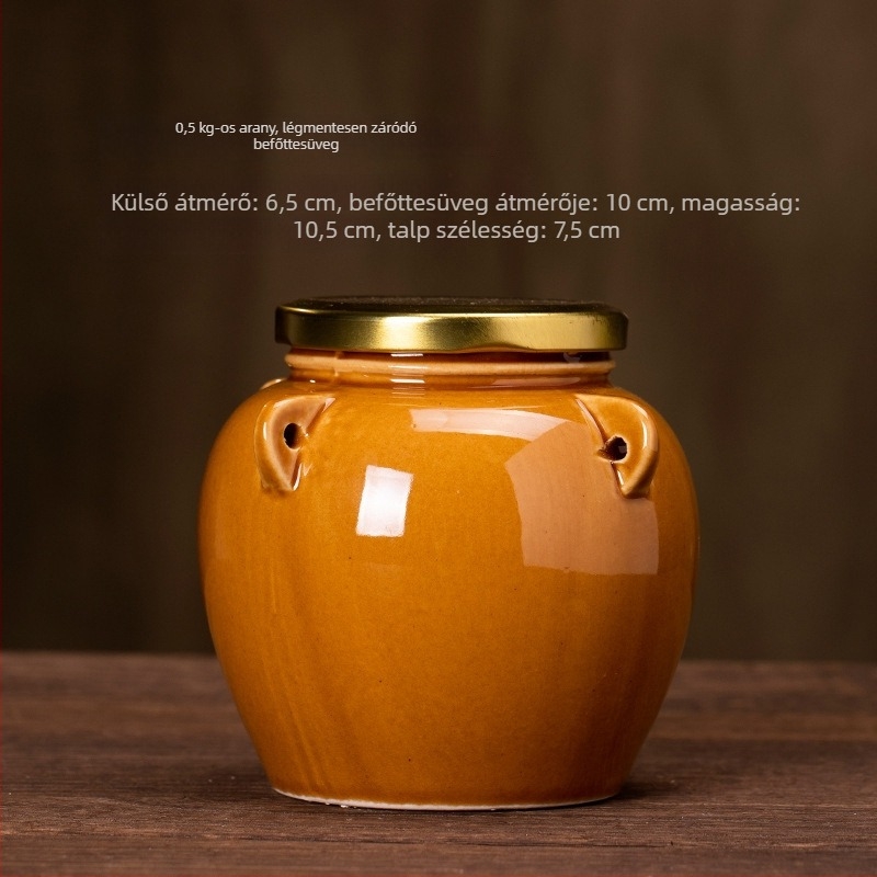Zárható kerámia tárolóedény méz, zsiradék, savanyúság, tea és gabonafélék számára, 501-800 ml