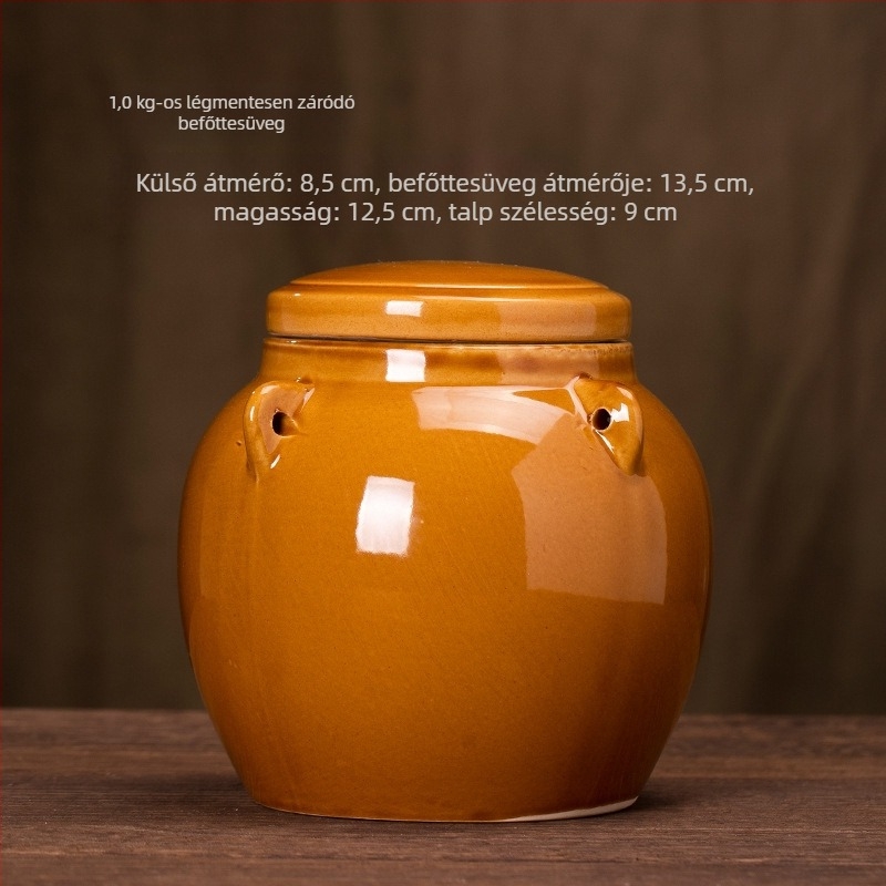 Zárható kerámia tárolóedény méz, zsiradék, savanyúság, tea és gabonafélék számára, 501-800 ml