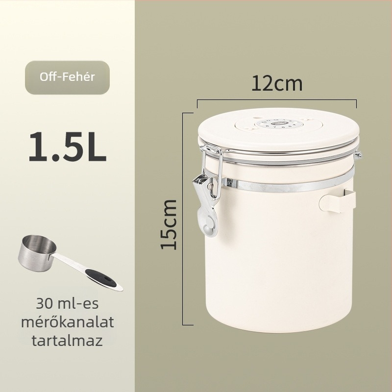 304 rozsdamentes acél ventillált vákuumos tároló kávébabok és tealevelek számára, frissesség megőrzése, kapacitás 1-2 L