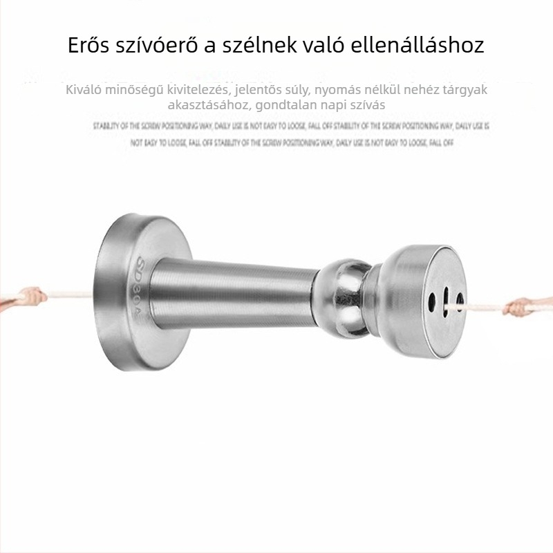 Rozsdamentes acél mágneses ajtóstopper – ütközésvédő, fúrás nélkül, falra szerelhető