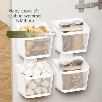 Fúrás nélküli konyhaszekrény ajtóhoz akasztható kosár – falra szerelhető tároló, szénacél, modern minimalist stílus