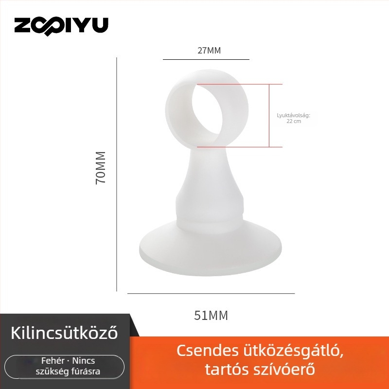 Silikon ajtónyél szívókanállal és ütésvédő párnával – csendes ajtózár, fúrás nélkül, fürdőszobához és hálószobához.