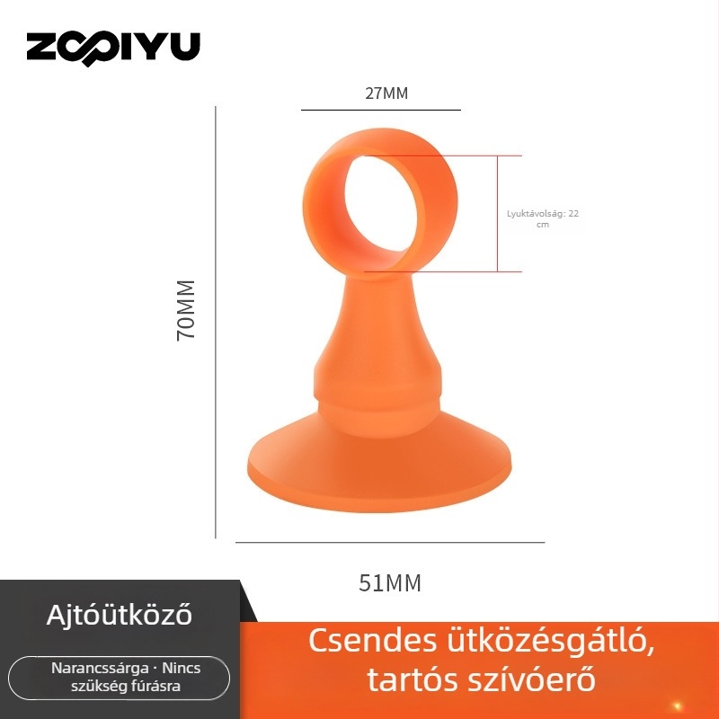 Silikon ajtónyél szívókanállal és ütésvédő párnával – csendes ajtózár, fúrás nélkül, fürdőszobához és hálószobához.