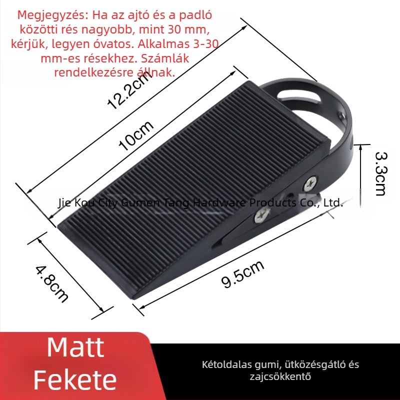 Rozsdamentes acél ajtóstop, üveg- és faajtókhoz, gumírozott ütésvédő, padlóra szerelhető, fúrás nélküli biztonsági korlátozó