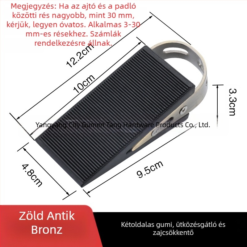 Rozsdamentes acél ajtóstop, üveg- és faajtókhoz, gumírozott ütésvédő, padlóra szerelhető, fúrás nélküli biztonsági korlátozó