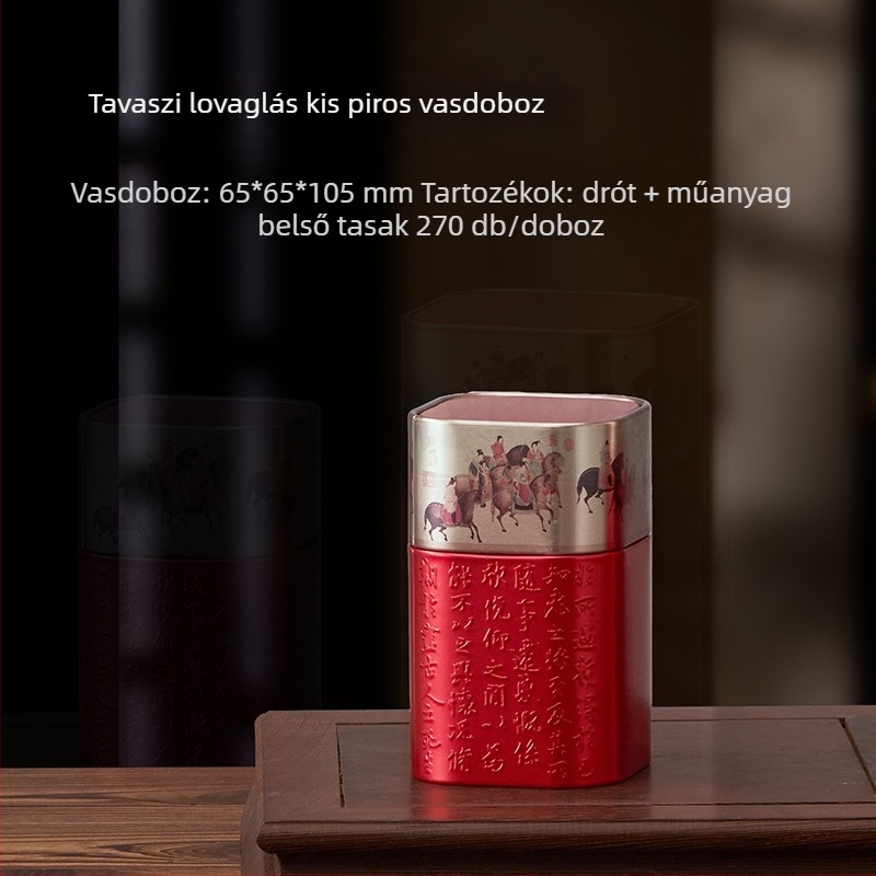 Négyzet alakú, domborított fém teás doboz, zárt, retró stílusú, zöld és fekete tea számára, kapacitás 30–150 ml