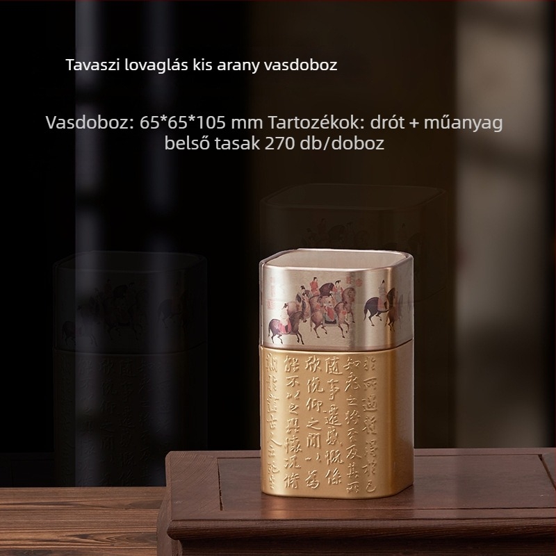 Négyzet alakú, domborított fém teás doboz, zárt, retró stílusú, zöld és fekete tea számára, kapacitás 30–150 ml