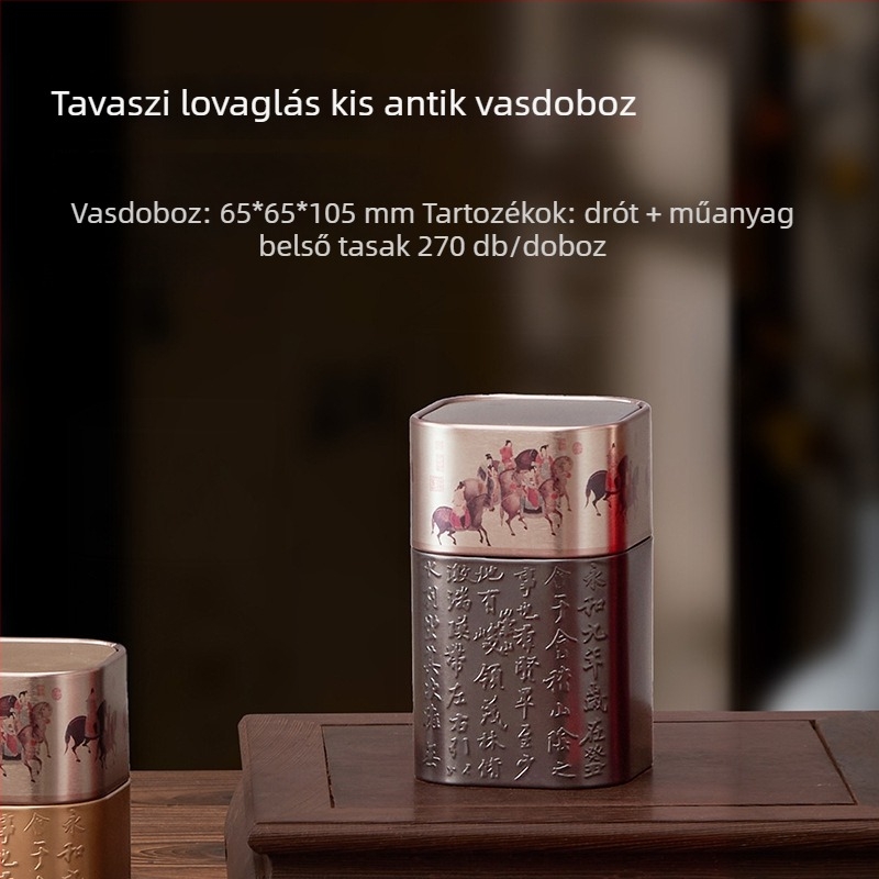 Négyzet alakú, domborított fém teás doboz, zárt, retró stílusú, zöld és fekete tea számára, kapacitás 30–150 ml
