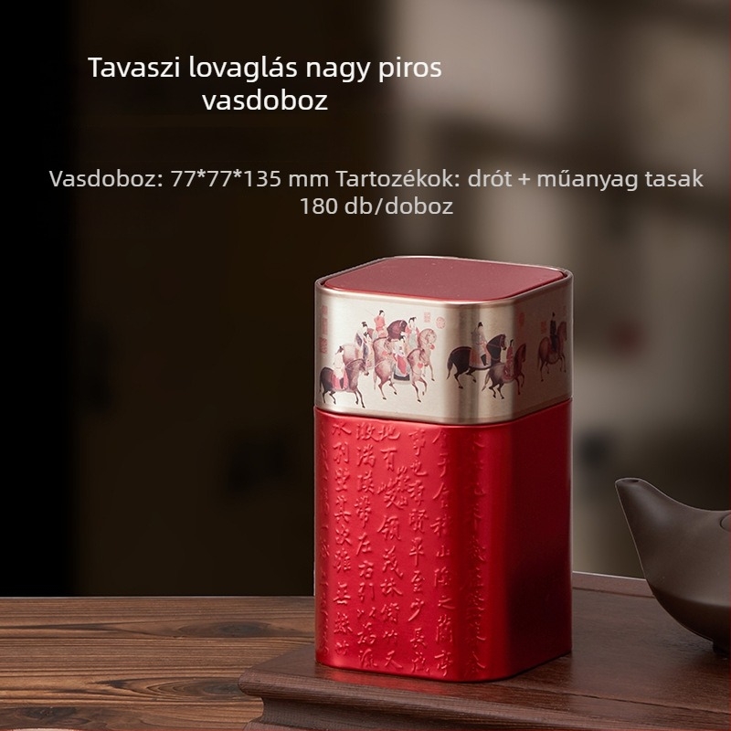 Négyzet alakú, domborított fém teás doboz, zárt, retró stílusú, zöld és fekete tea számára, kapacitás 30–150 ml