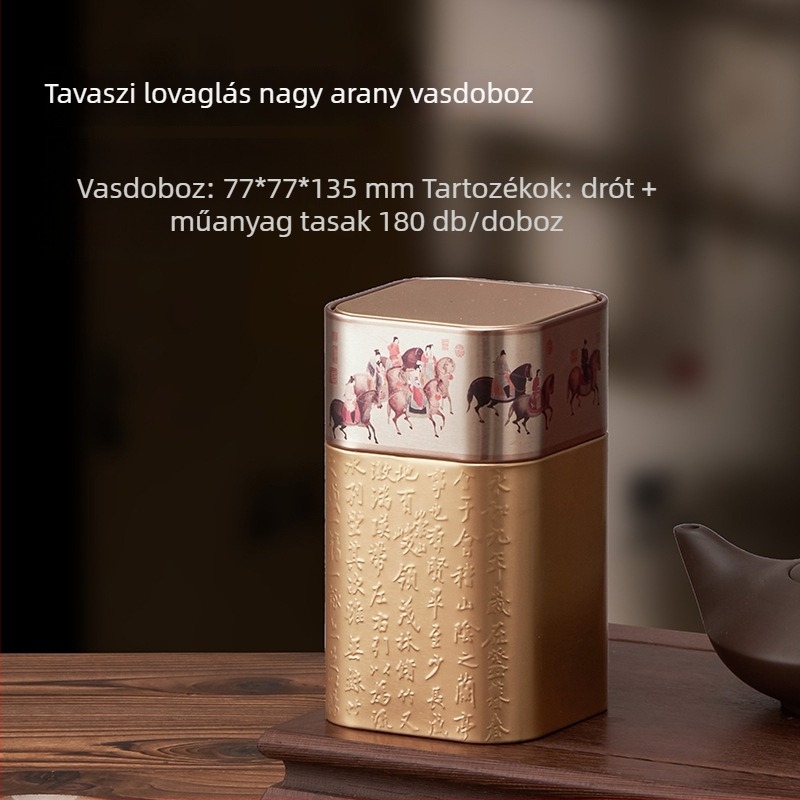 Négyzet alakú, domborított fém teás doboz, zárt, retró stílusú, zöld és fekete tea számára, kapacitás 30–150 ml
