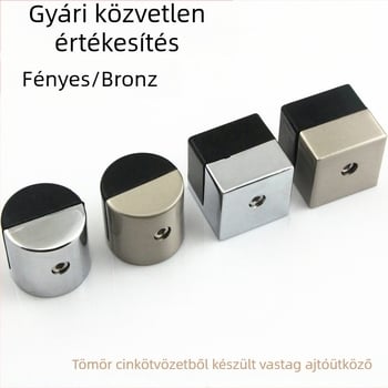 Cinkötvözetből készült ajtócsúcs üvegajtókhoz – precíziós öntés, nehéz hengeres ajtóstop, ütközésvédő, négyzetes vagy kerek modell